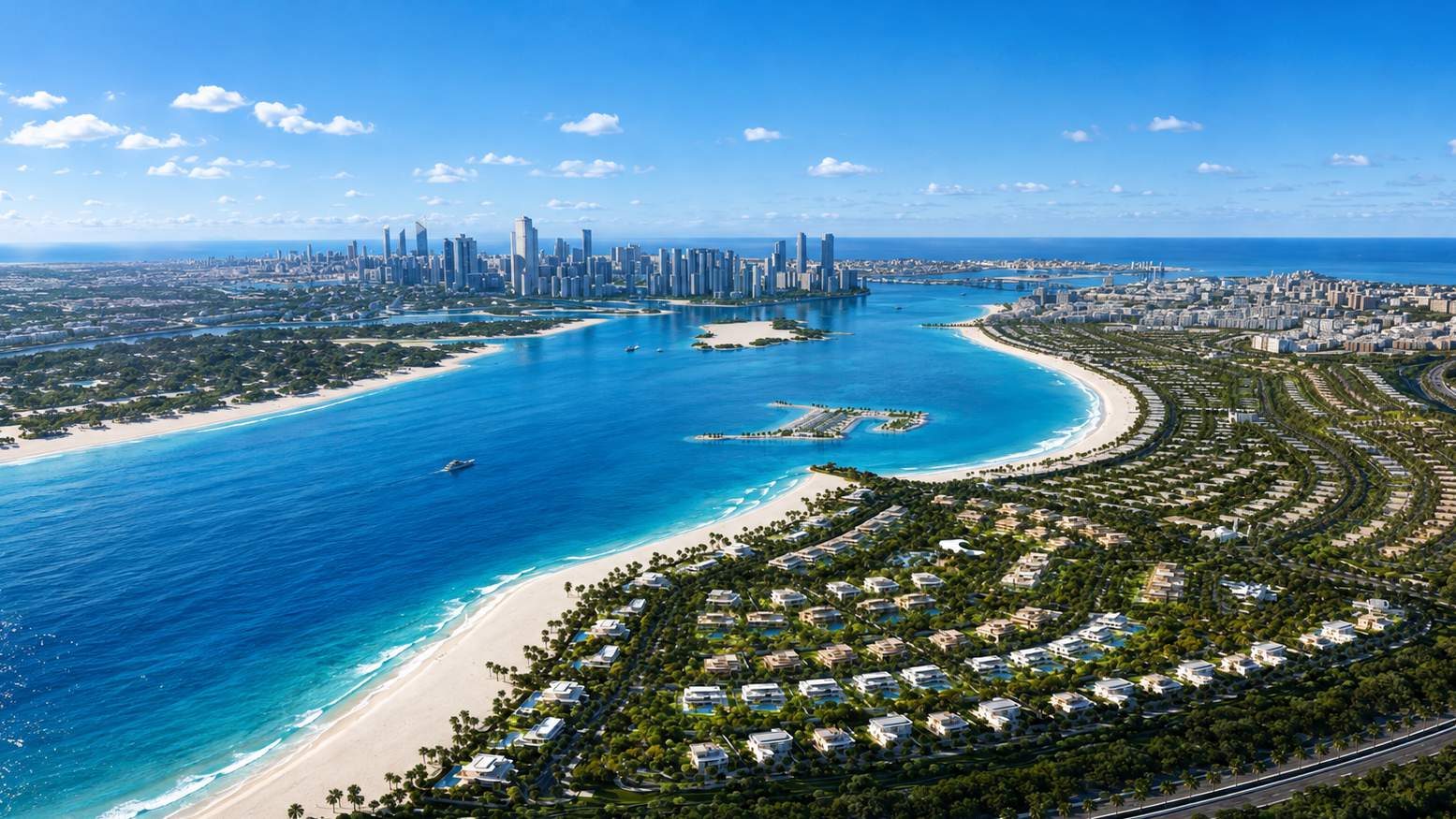 Aerial view of the Saadiyat Island coastline where Marsa Al Saadiyat is taking shape, Abu Dhabi